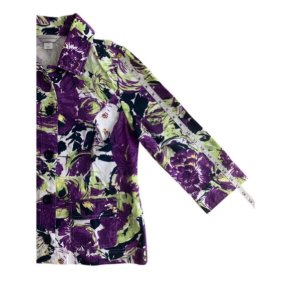 Christopher & Banks Womens 3/4 Sleeves Floral Button-Up Jacket Size Small - Picture 8 of 11